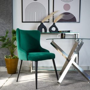 chaise en velour vert
