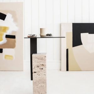 Table d'appoint moderne en travertin