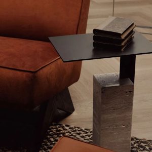 Table d'appoint moderne en travertin