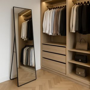 Miroir sur pied rectangulaire