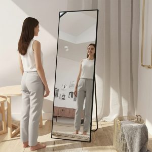 Miroir sur pied rectangulaire