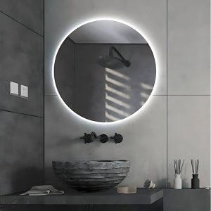 miroir rond gris