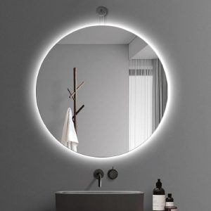 miroir rond gris
