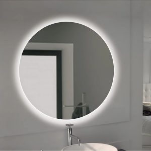 miroir rond gris