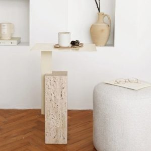 Table d'appoint moderne en travertin