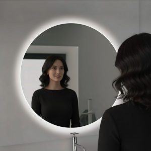 miroir rond gris