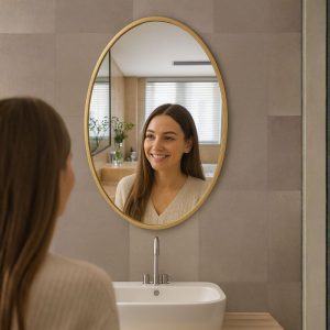 miroir salle de bain doré
