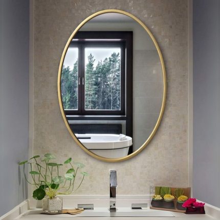 miroir salle de bain doré