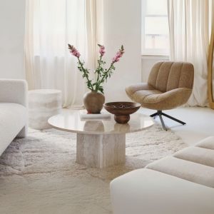 Table basse en travertin ronde
