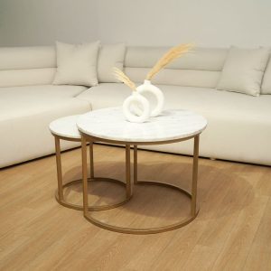 table gigogne marbre blanc