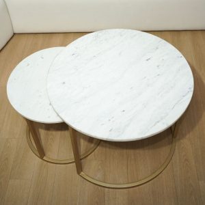 table gigogne marbre blanc