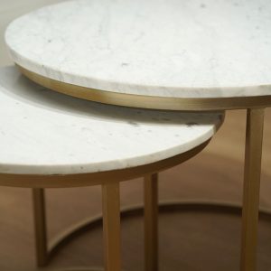 table gigogne marbre blanc