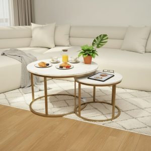 table gigogne marbre blanc