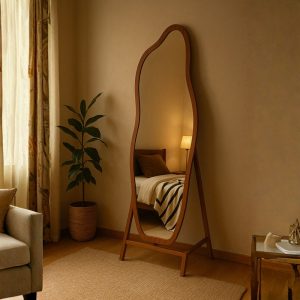 Miroir sur pied en bois