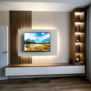 habillage mural bois tv​