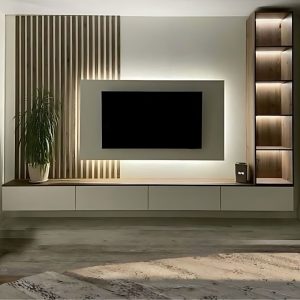 habillage mural bois tv​