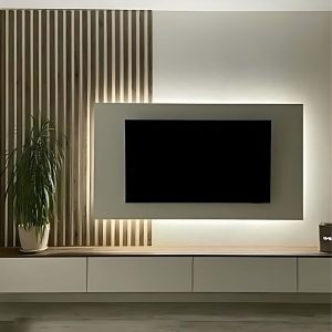 habillage mural bois tv​
