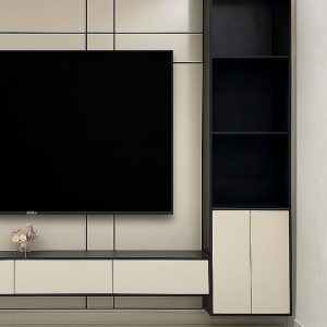 Habillage mural bois tv