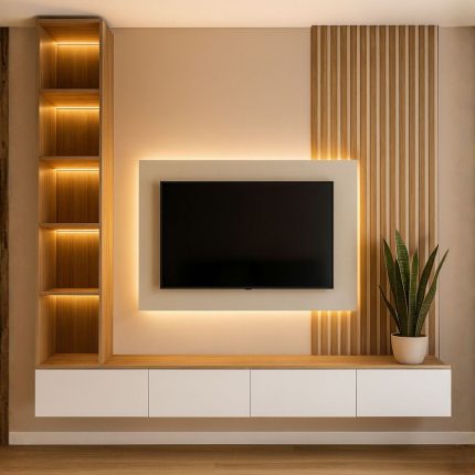 habillage mural bois tv​