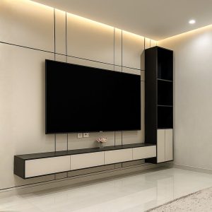 Habillage mural bois tv