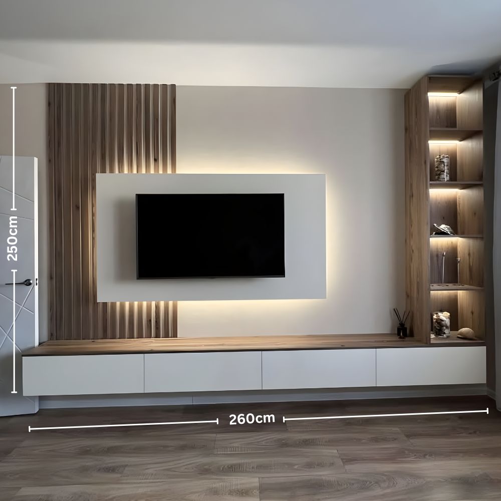 habillage mural bois tv​