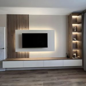 habillage mural bois tv​