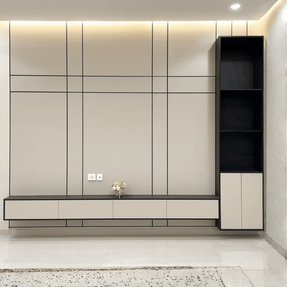 Habillage mural bois tv