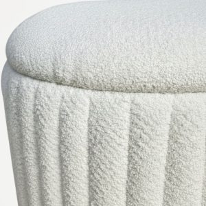 Pouf de luxe crème en velours côtelé avec design plissé architectural