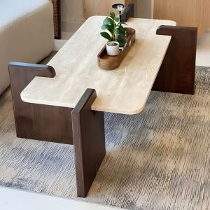 table travertin noyer