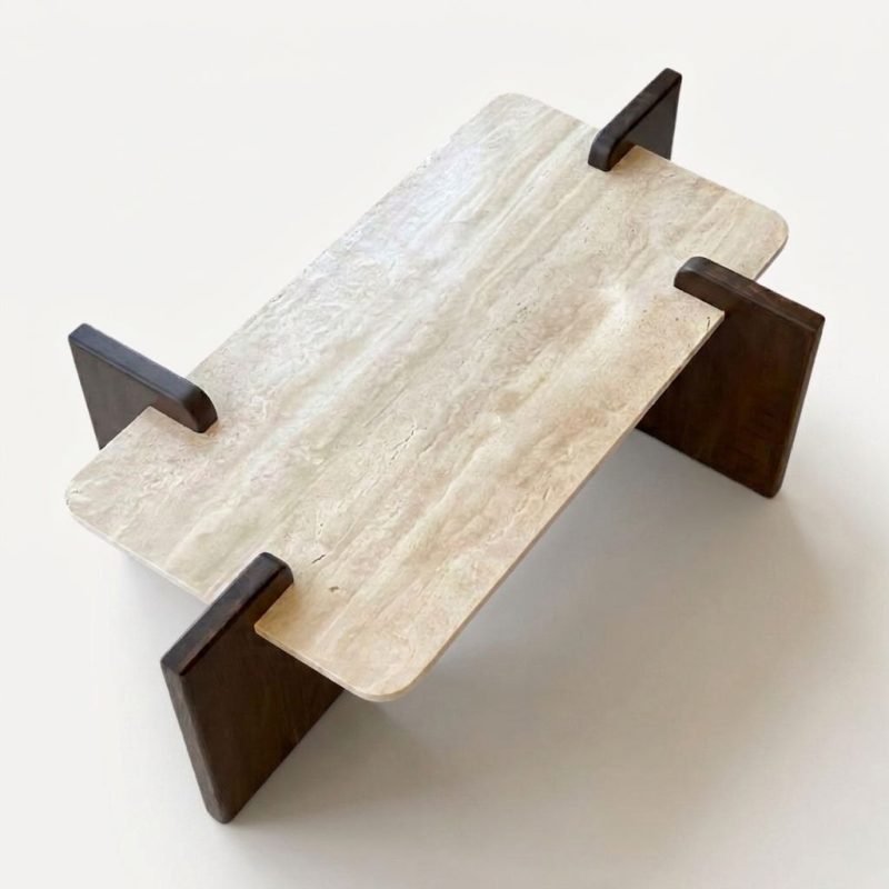 table travertin noyer
