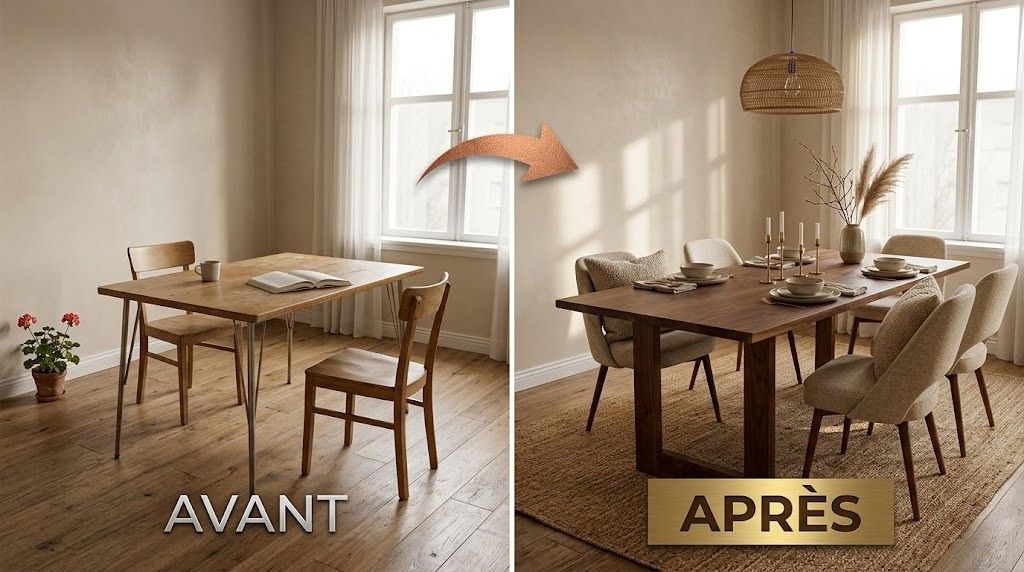 Table à manger moderne en bois