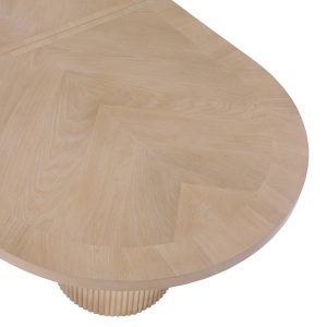 Table à manger ovale en bois chêne naturel avec pieds cannelés élégants