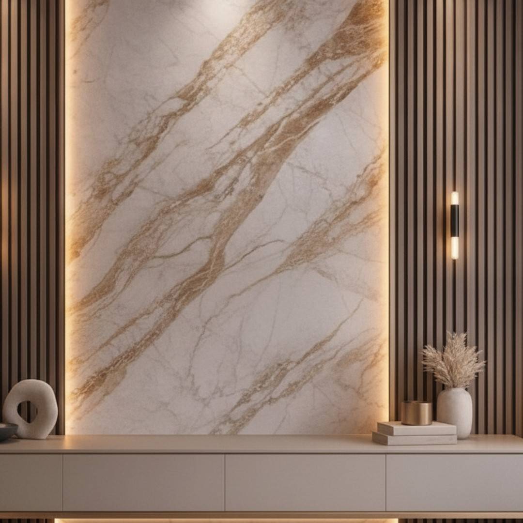 Detail panneau effet marbre retroeclaire LED