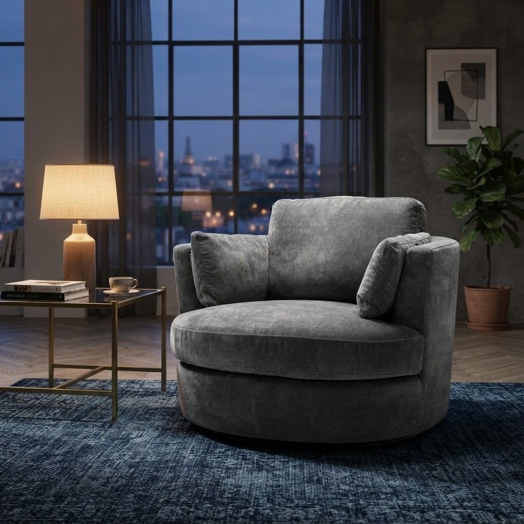 Fauteuil en tissu gris Clarissa la nuit