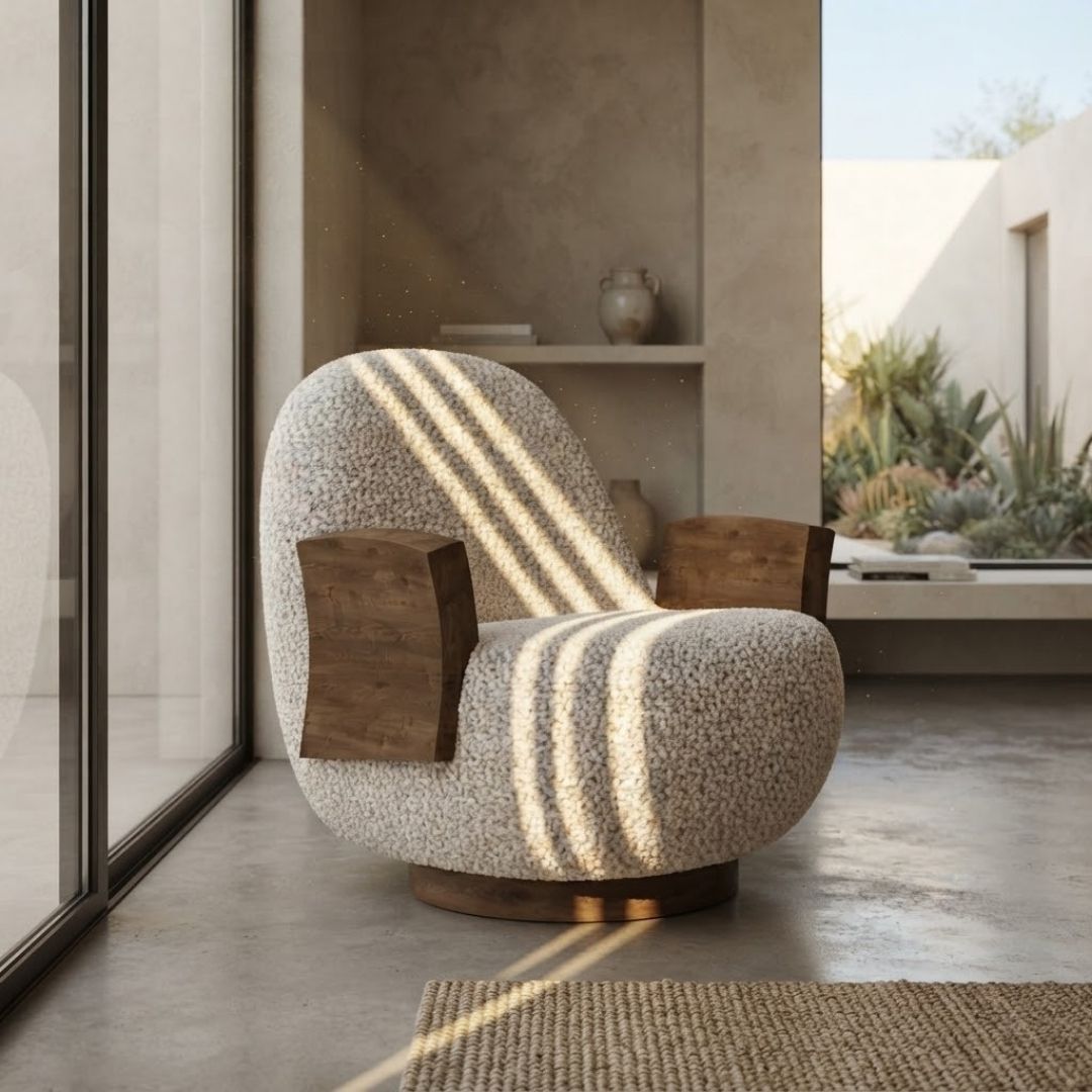 Fauteuil en tissu Fernie dans une villa