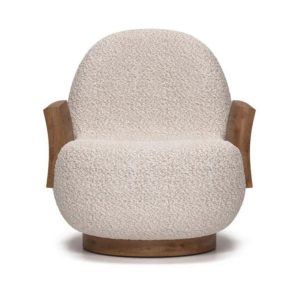 Fauteuil en tissu bouclé crème Fernie vu de face