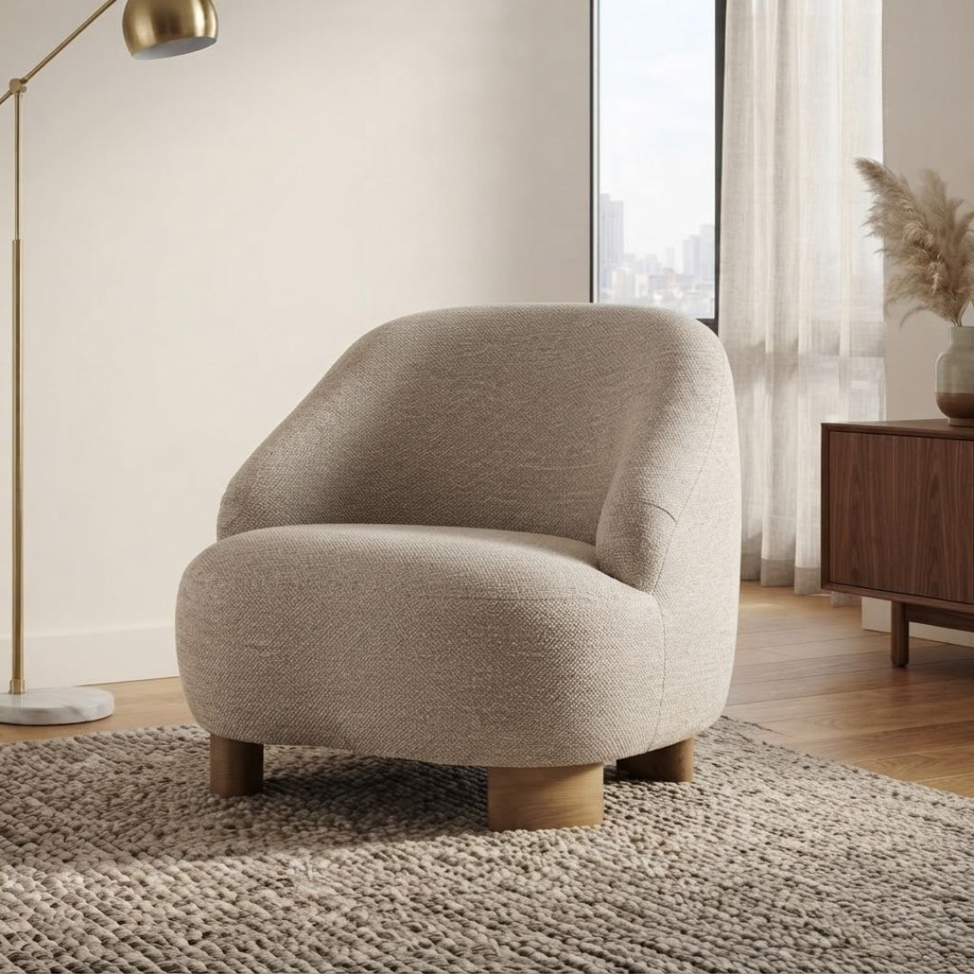 Fauteuil confortable design Marga beige vue de face