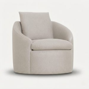 Fauteuil relax design Inspire, fauteuil pivotant en tissu taupe, vue 3/4