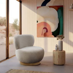 Fauteuil relax Calais crème dans un séjour lumineux