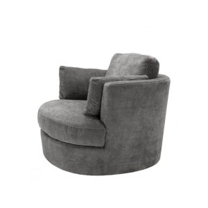 Fauteuil en tissu gris Clarissa vu de côté
