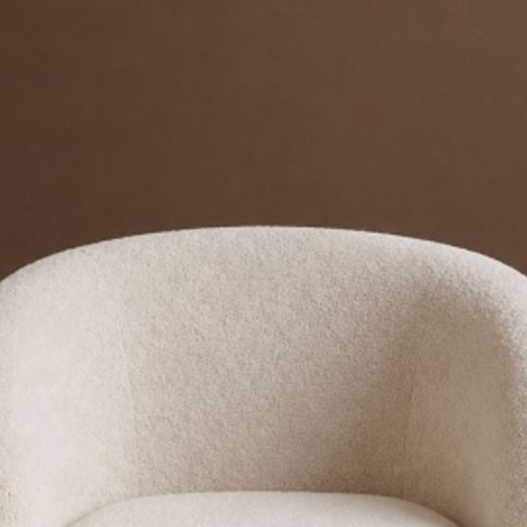 Détail du tissu bouclé crème
