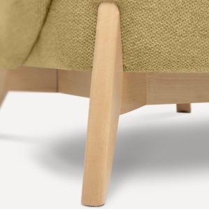 Pieds en bois massif naturel du fauteuil scandinave jaune Soltis