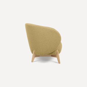 Fauteuil scandinave jaune Soltis vu de côté