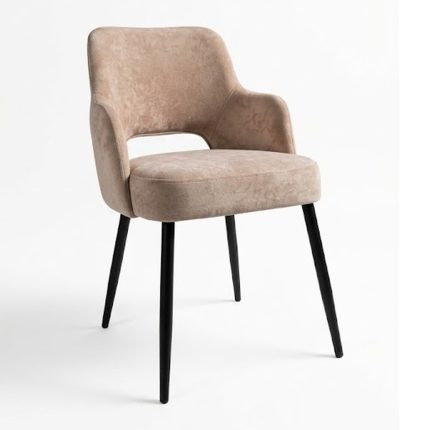 Chaise avec accoudoirs, tissu beige