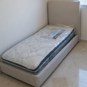 Lit enfant tissu beige 90 × 200 cm