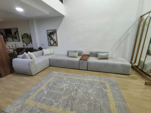 NORDIK, salon d angle gris, plateau bois – Image 3