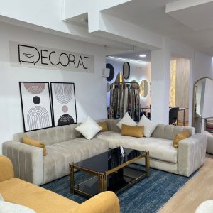 VELORA, salon d angle velours beige – Image 4