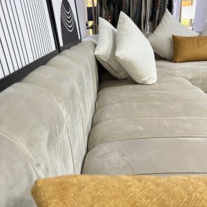 VELORA, salon d angle velours beige – Image 6