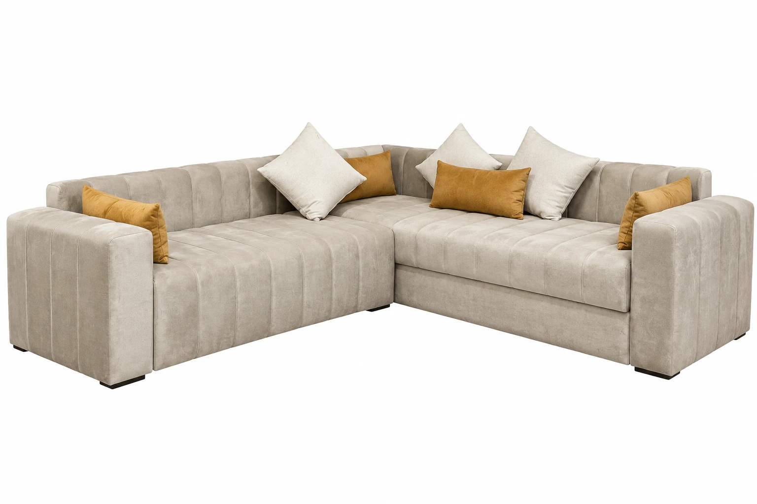 Salon velours beige - couverture VELORA, salon d angle velours beige – Image 1
