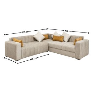 VELORA, salon d angle velours beige – Image 2